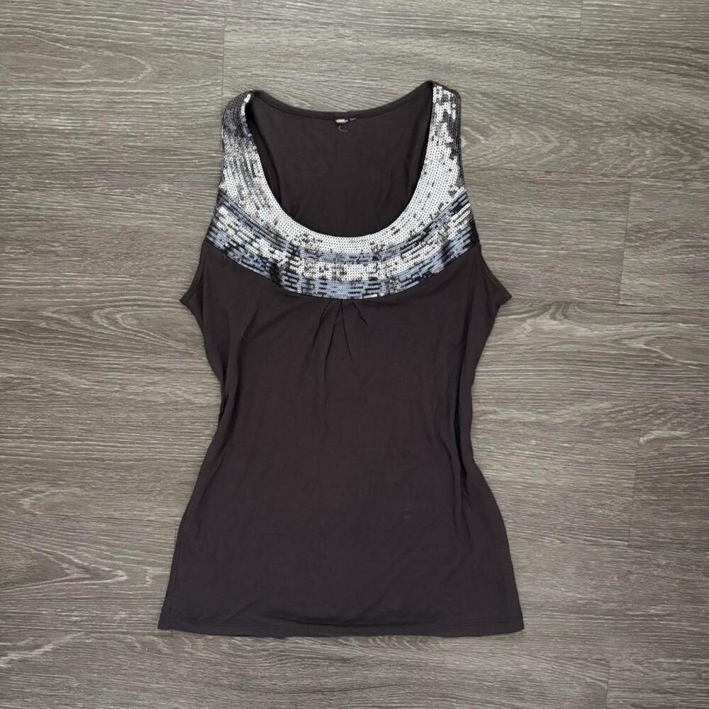 Y2k grey silvery sequin glamour top
